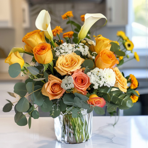 Golden Harmony: A Chic Floral Symphony in a Vase